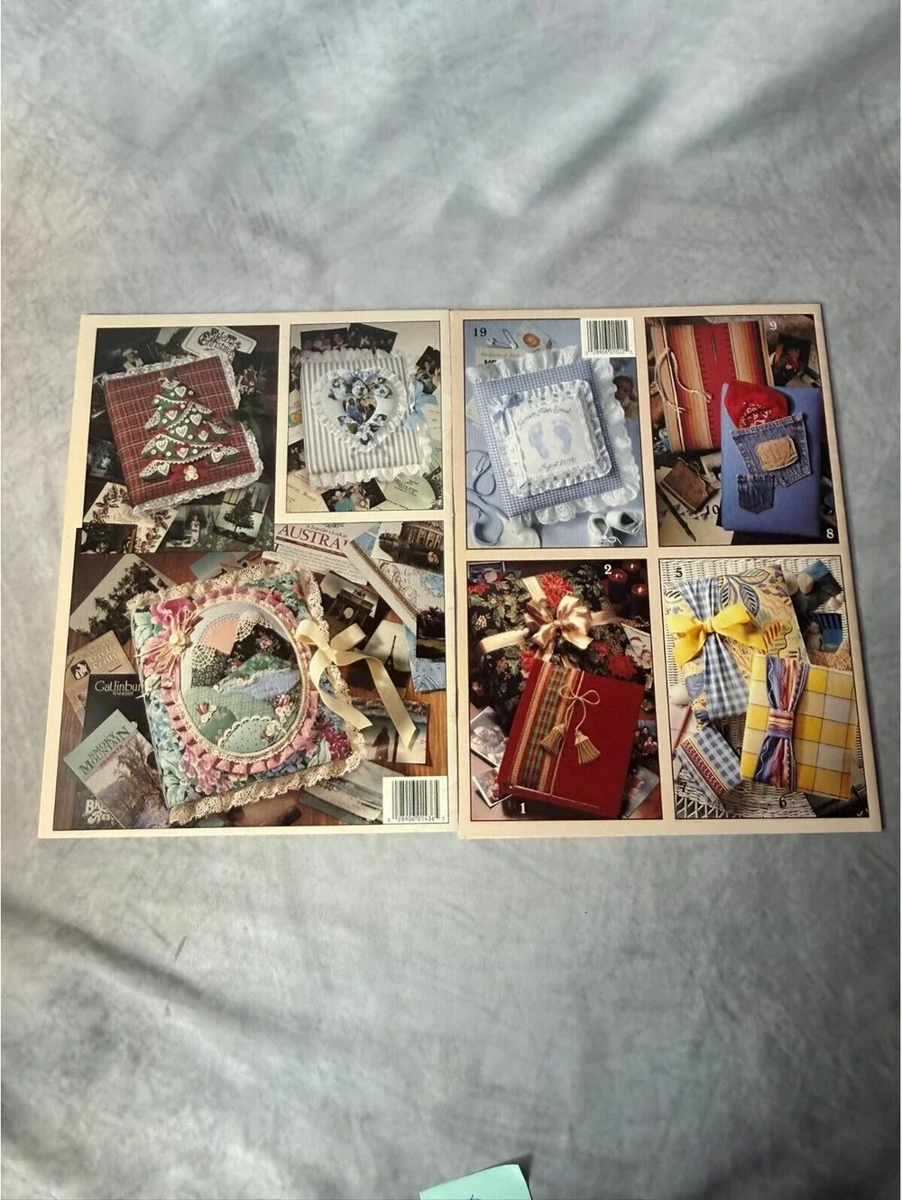 Vintage Leisure Arts Fabric Photo Album Craft Leaflets Lot of 2 1992 1993